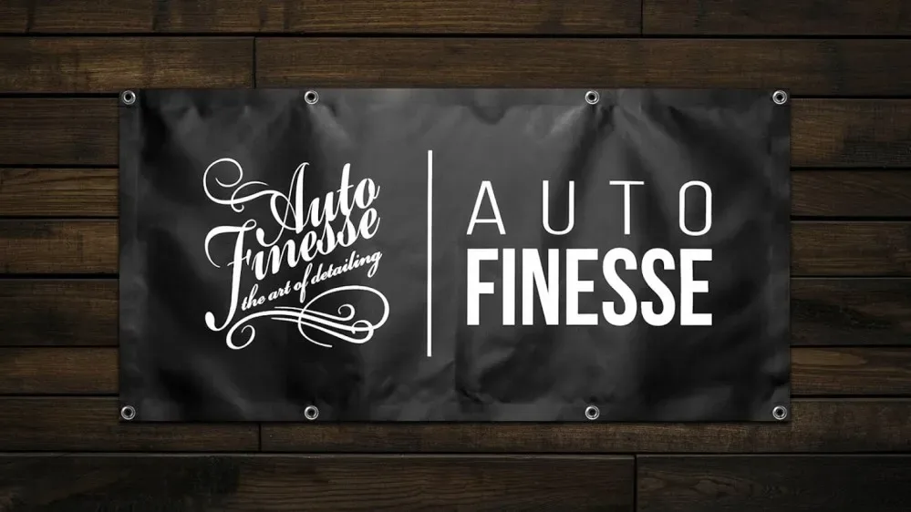 Garážová plachta s logem Auto Finesse — detail produktu 4